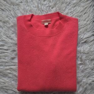 J. Crew Cashmere Bright Coral Crewneck Sweater